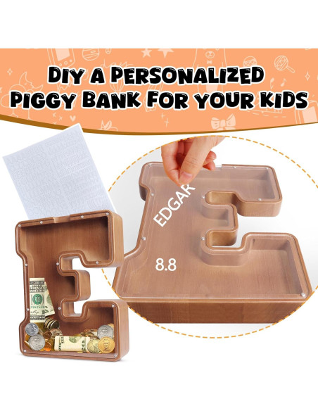 Alcancía de Letras de Madera UBeesize 30.5 cm Personalizada