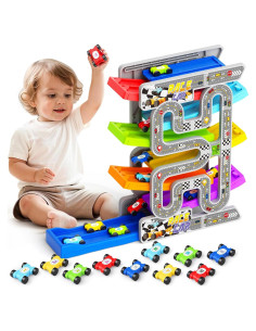 Juguete de Rampa de Coche Doble Pista aotipol con 10 Coches