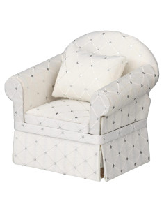 Sofá Sillón Miniatura Inusitus Tapizado Blanco con Puntos