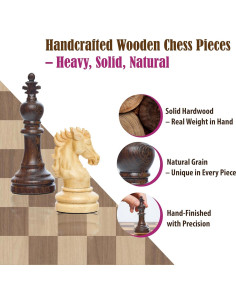 Piezas de Ajedrez de Madera Handicraftviet - 34 Piezas, 1.2 kg 2