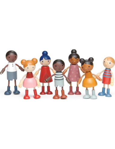 Familia de Muñecas de Madera Tender Leaf Toys - Multiculturales