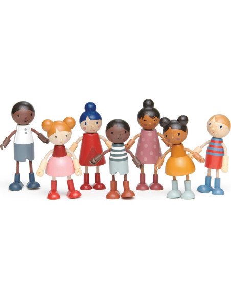 Familia de Muñecas de Madera Tender Leaf Toys - Multiculturales