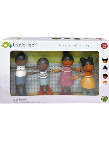 Familia de Muñecas de Madera Tender Leaf Toys - Multiculturales