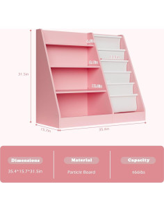 Estantería Montessori NACHES para Niños Rosa 4 Niveles 80cm 2