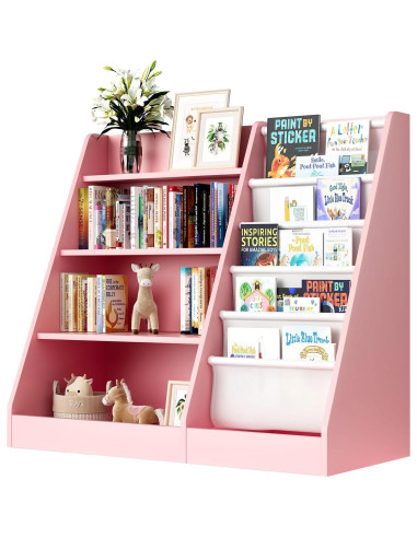 Estantería Montessori NACHES para Niños Rosa 4 Niveles 80cm