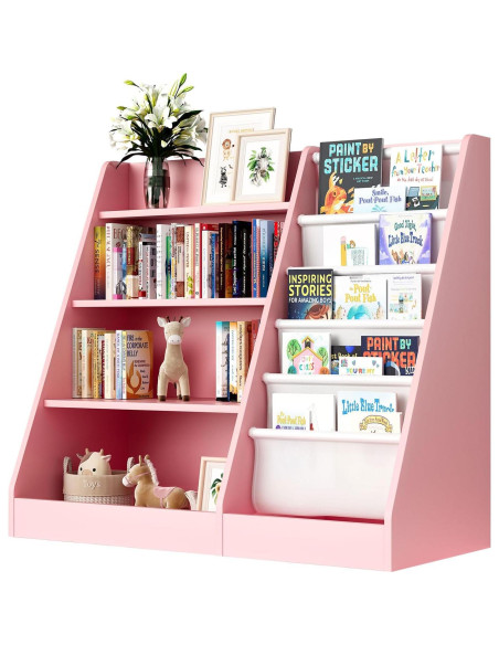 Estantería Montessori NACHES para Niños Rosa 4 Niveles 80cm