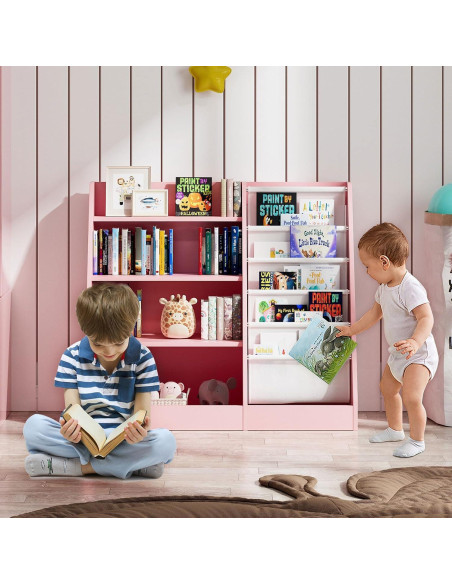 Estantería Montessori NACHES para Niños Rosa 4 Niveles 80cm