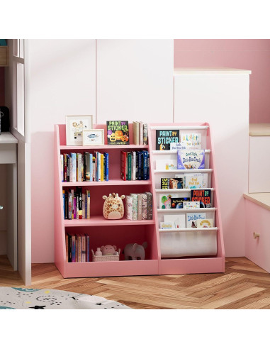 Estantería Montessori NACHES para Niños Rosa 4 Niveles 80cm