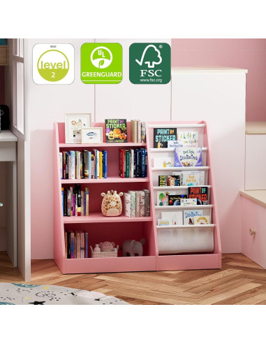 Estantería Montessori NACHES para Niños Rosa 4 Niveles 80cm