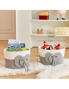 Canasta de Almacenamiento Elefante R RUNKA 28x18cm Algodón 2