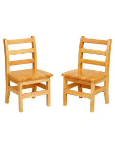 Sillas de Respaldo de Escalera ECR4Kids, Madera Caucho, Paquete de 2