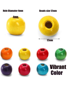 Perlas de Madera Cedilis 2000 Pcs 12mm Multicolor para Manualidades 2