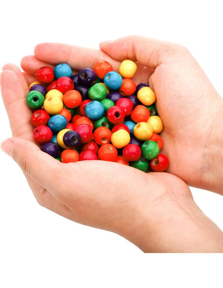Perlas de Madera Cedilis 2000 Pcs 12mm Multicolor para Manualidades