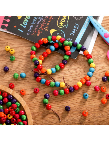 Perlas de Madera Cedilis 2000 Pcs 12mm Multicolor para Manualidades