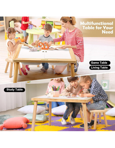 Mesa Sensorial para Niños Wingyz 76x53 cm Madera Blanca