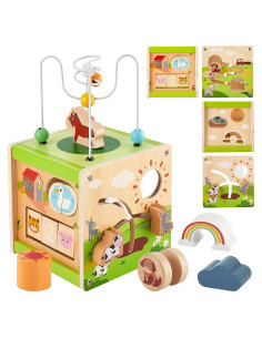 Cubo de Actividad de Madera Buyger 6 en 1 Juguete Montessori