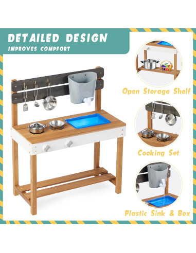Cocina de Madera para Niños Soliwood 66x33x81 cm
