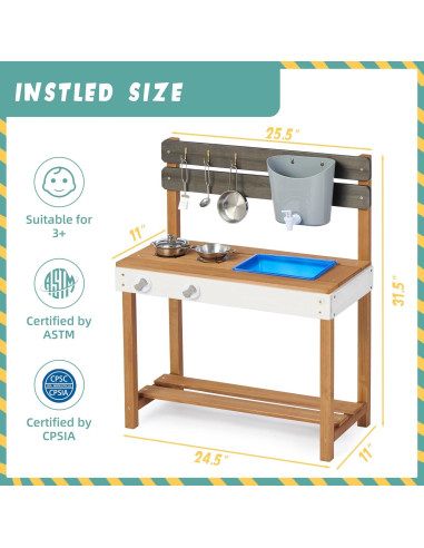 Cocina de Madera para Niños Soliwood 66x33x81 cm
