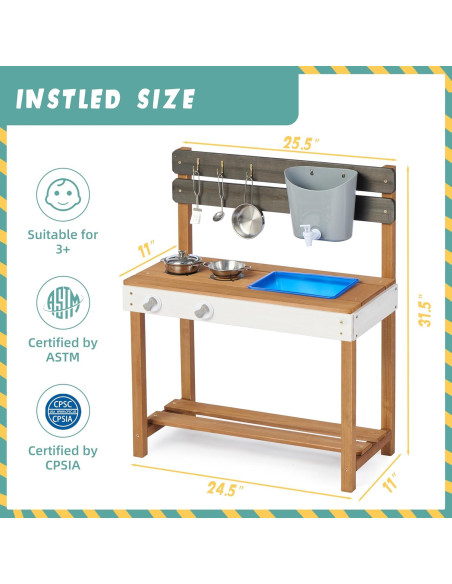 Cocina de Madera para Niños Soliwood 66x33x81 cm