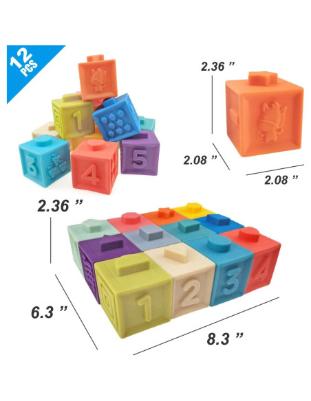 Bloques Apilables Suaves VANKA 12 Piezas para Bebés 0-3 Años Bloques Apilables Suaves VANKA 12 Piezas para Bebés 0-3 Años