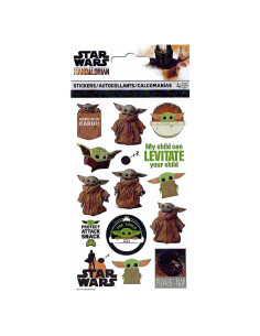 Calcomanías Baby Yoda Star Wars - 4 Hojas Licenciadas