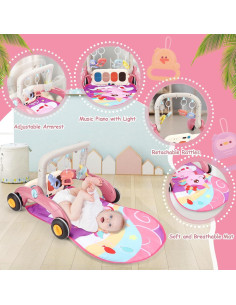Gimnasio de Juego para Bebés Rosa - Andador y Piano Musical 2