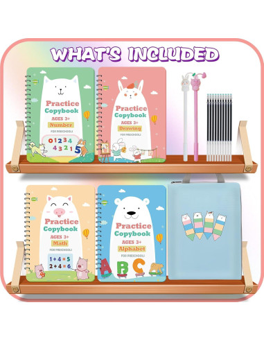 Cuaderno Reutilizable Caligrafía ESAUYB 4 Libros Azul 26x18.5cm