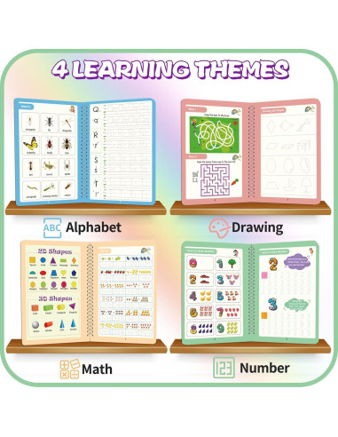 Cuaderno Reutilizable Caligrafía ESAUYB 4 Libros Azul 26x18.5cm