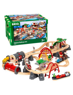 Conjunto de Ferrocarril Deluxe BRIO World 87 Piezas - Trenes de Madera
