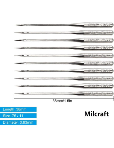 50 Agujas de Máquina de Coser Milcraft 75/11 para Bordado