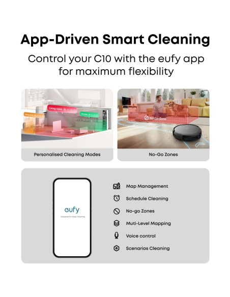 Aspiradora Robot eufy C10 Auto-Vaciado 4,000 Pa Negro