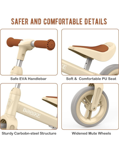 Bicicleta de Equilibrio Bobike HB02 Beige para Niños 1-4 Años