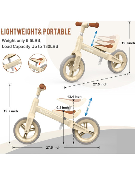 Bicicleta de Equilibrio Bobike HB02 Beige para Niños 1-4 Años