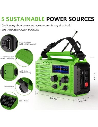 Radio Meteorológica de Emergencia PPLEE CR1009 5000mAh Solar
