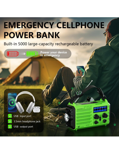 Radio Meteorológica de Emergencia PPLEE CR1009 5000mAh Solar