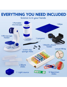 Microscopio Portátil Klever Kits 60X-180X con 12 Diapositivas 2