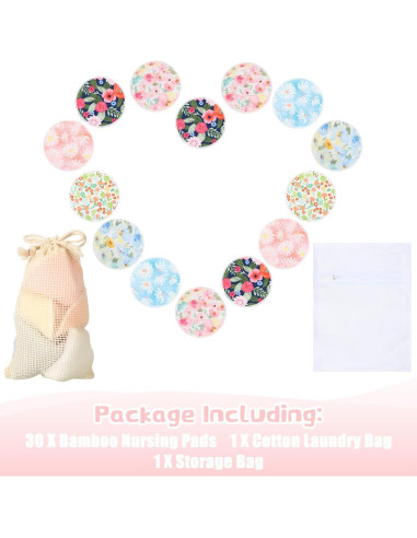 30 Almohadillas Reutilizables para Lactancia Sosation con Bolsas
