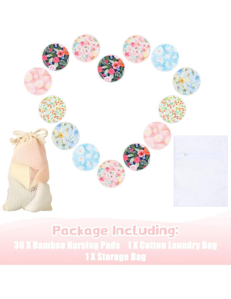 30 Almohadillas Reutilizables para Lactancia Sosation con Bolsas