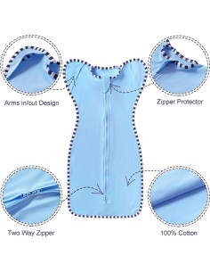 Saco de Sueño de Transición Queness 2 Piezas 100% Algodón S(0-3 Meses) 2