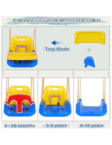 Columpio 4 en 1 TOREVSIOR para Niños 6 meses a 10 años