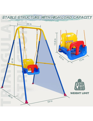Columpio 4 en 1 TOREVSIOR para Niños 6 meses a 10 años