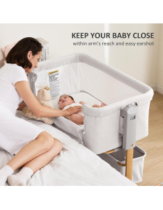 Cuna 3 en 1 LovliTod Baby Gris Claro Ajustable 6 Alturas 2