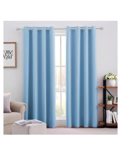 Cortinas Blackout HOMEIDEAS 52x84 cm Azul Bebé 2 Paneles