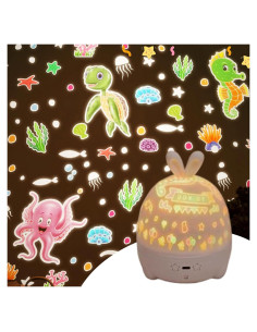 Proyector de Luz Nocturna Gusweet Conejo 10 Películas 360