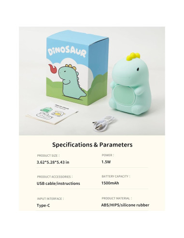 Reloj Despertador Dinosaurio TechCharm con Luz Nocturna