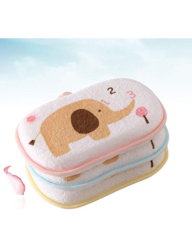 Esponja de Baño para Bebés Lurrose 3PCS Algodón Suave 13x9cm