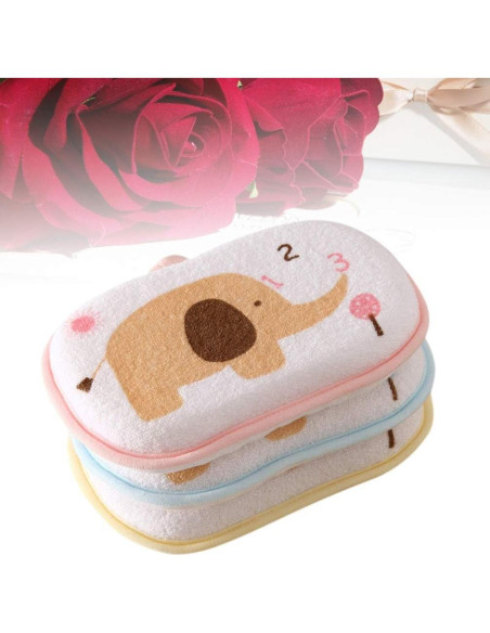 Esponja de Baño para Bebés Lurrose 3PCS Algodón Suave 13x9cm