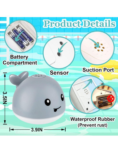 Juguete de baño iluminado BSVZAIYN ballena para bebés 6-36 meses