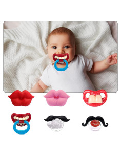 6 Chupetes Divertidos de Silicona para Bebés - Libre de BPA