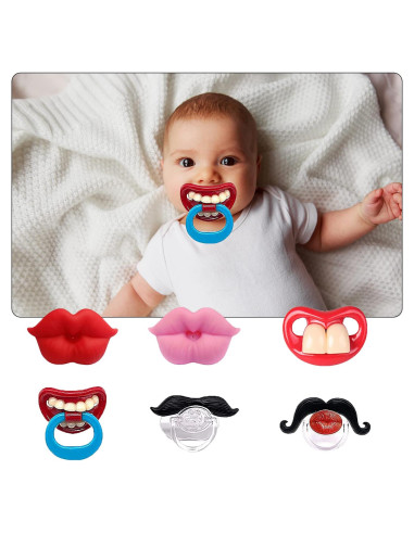 6 Chupetes Divertidos de Silicona para Bebés - Libre de BPA